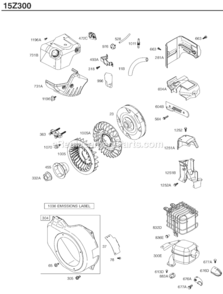 Page E Diagram and Parts List for 15Z300 0111-0112 Briggs and Stratton Engine